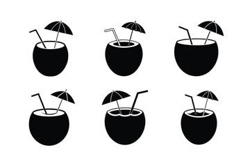 cartoon style coconut beverage vector