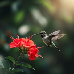 Fototapeta premium hummingbird and flower
