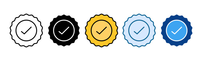 Checkmark Badge Icon Set Multiple Style Collection