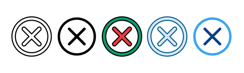 Obraz premium Cross Mark Icon Set Multiple Style Collection