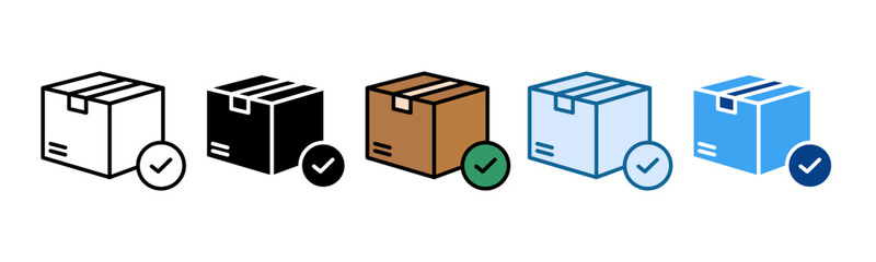 Package Check Icon Set Multiple Style Collection