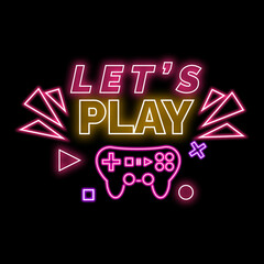 Free vector neon Let's Play text for download | Let's Play neon sign | Let's Play ads design