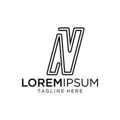 letter at monogram AV or N style line art modern logo	