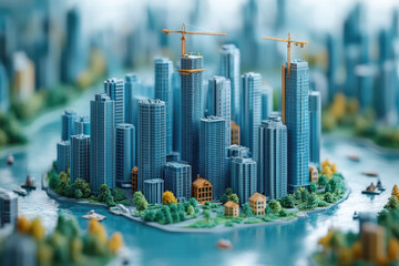 Obraz premium Happy Builders Creating a New High-Rise Skyline