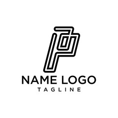 letter at monogram PP style line art modern logo	
