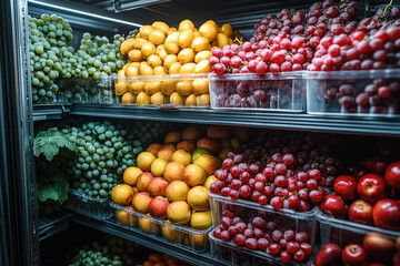 Obraz premium A Well-Organized Cold Room Filled With Fresh Seasonal Fruits