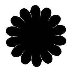 Obraz premium Abstract black flower shape with rounded petals on white background design
