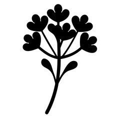 Stylized Black and White Umbelliferous Flower Illustration with Minimalist Aesthetic Design