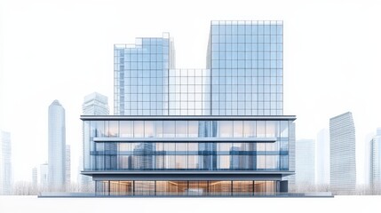 Obraz premium Modern glass building in an urban skyline with minimalistic design
