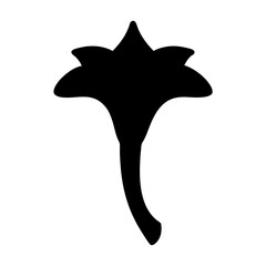 Stylized Black Silhouette of a Flower with Petals and Curving Stem