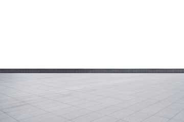 Empty parking lot with white wall background and tiled floor