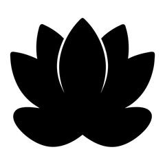 Elegant stylized black lotus flower illustration with white trim design element