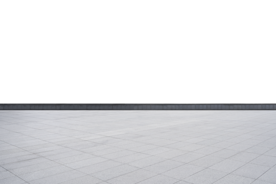 Empty parking lot with white wall background and tiled floor