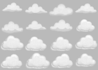 Cloud. Abstract white cloudy set isolated on blue background. Vector illustration