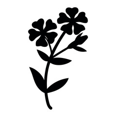 Striking silhouette of a blooming flower branch with buds and leaves