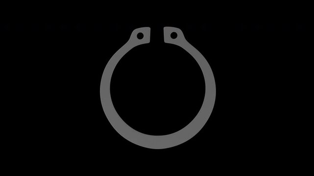 Retaining Ring Rotating on a Transparent Background. Seamless Loop. Snap Ring. 4K
