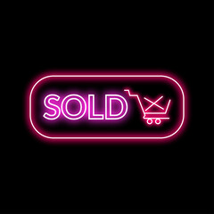 Vector Sold neon sign for download |Glowing Sold icon for ui | Sold logo for apps | Sold Images