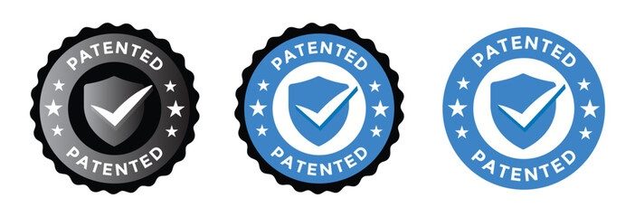 Patented logo with shield and checkmark 