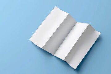 On a gray background, a mockup template is shown for a blank half-folded booklet, postcard, flyer, or brochure