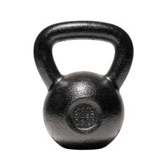 Fototapeta premium Solid cast iron kettlebell with smooth, black finish, designed for strength training and fitness workouts. Its ergonomic handle allows for comfortable grip during exercises, enhancing performance