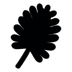 Simple black silhouette of a plant leaf with rounded lobes and stem