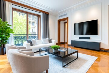 A living room filled with furniture and a flat screen television