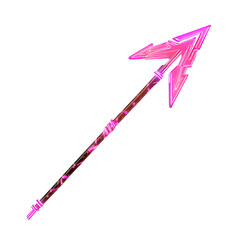 Futuristic Arrow with Digital Accents in Neon Fuchs Isolated on Transparent Background