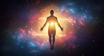 Fototapeta premium Floating Silhouette Against Galactic Background