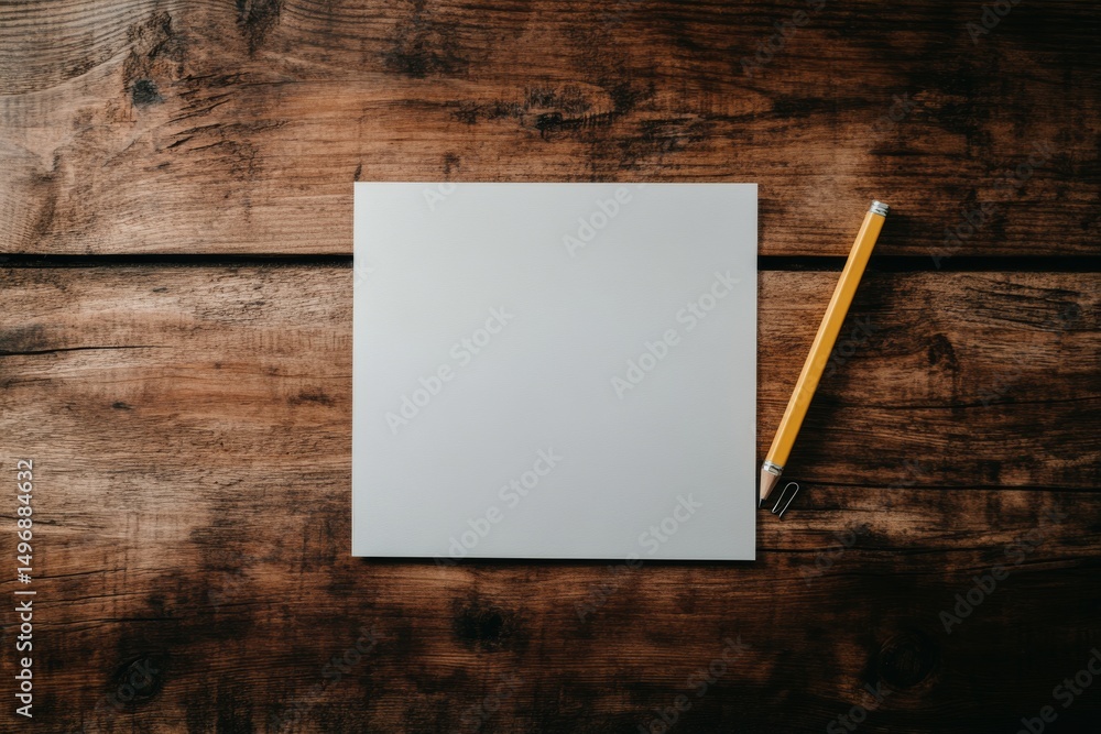 Poster a responsive design mockup for corporate identity is displayed on a wood table background with a bla