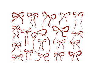 Hand drawn coquette ribbon bows