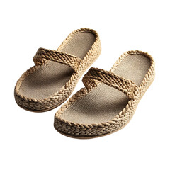 Trendy Espadrille Style Sandals with Woven Jute Detail Isolated on Transparent Background