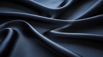 Abstract Draped Dark Blue Fabric Texture Background Elegant Smooth Silk Waves