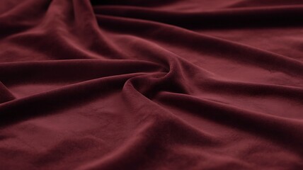 Obraz premium Rich Maroon Corduroy Fabric Texture Background Draped Luxurious Soft Velvet Textile