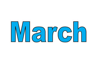 Style March Word in Design and White Colour Background in design 
