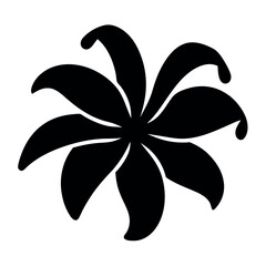 Stylized Black Flower with Eight Petals Creating a Circular Pattern