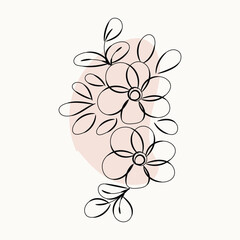Elegant Minimalist Line Art Floral Design with Blush Pink Background