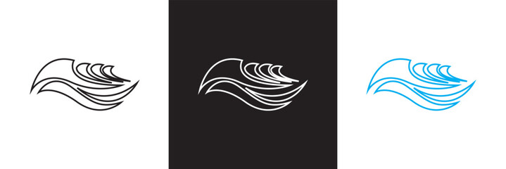 Sea wave icon .  Various wave water lake riverm. Sea and Ocean signs. Vector for websites, mobile interfaces, presentations, banner, visual branding etc. Vector illustration. EPS 10