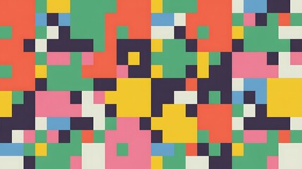 Abstract Geometric Pixel Art Background with Vibrant Colors