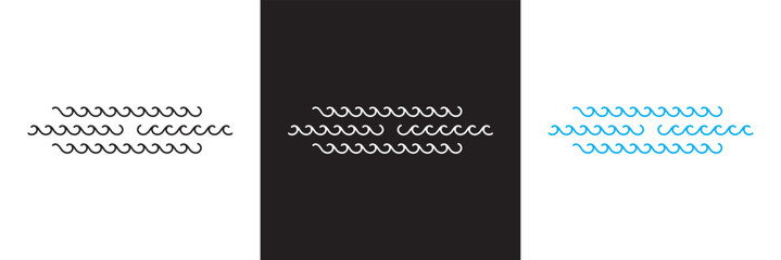 Naklejka premium Sea wave icon . Various wave water lake riverm. Sea and Ocean signs. Vector for websites, mobile interfaces, presentations, banner, visual branding etc. Vector illustration. EPS 10