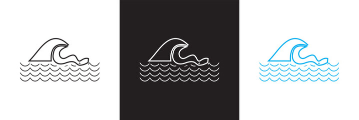 Sea wave icon .  Various wave water lake riverm. Sea and Ocean signs. Vector for websites, mobile interfaces, presentations, banner, visual branding etc. Vector illustration. EPS 10
