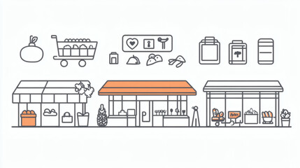 merchandise, illustration, sign, shopping mall, consumerism, internet, customer, computer graphic, business, buying, looking, happiness, paying, line icon, boutique, shopping, store, copy space