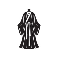 Classic Tang Suit Vector Silhouette &ndash; Traditional Chinese Dress, Elegant Mandarin Collar, Cultural Heritage, Timeless Style, and Refined Masculine Fashion Design.
