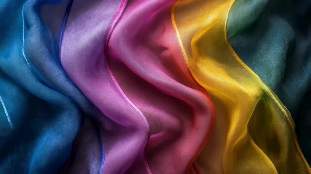 Rainbow Silk Fabric Draped Background Texture