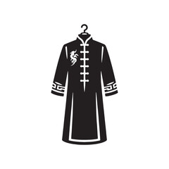 Classic Tang Suit Vector Silhouette – Traditional Chinese Dress, Elegant Mandarin Collar, Cultural Heritage, Timeless Style, and Refined Masculine Fashion Design.
