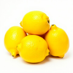 Realistic and Vibrant Close-Up of Several Whole Lemons with Textured Yellow Rinds and Fresh Leaves