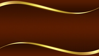 Abstract brown gold curve wave modern luxury empty space center with line pattern background	