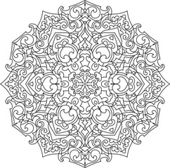 Traditional Indian Mandala Design for Coloring Pages, Meditation Practice, Yoga Posters, and Home Wall Art Prints