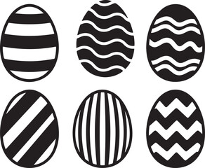 set of easter egg silhouette vector illustration, Easter eggs collection vector