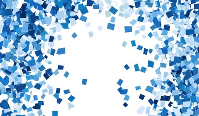 Abstract blue square confetti on white background