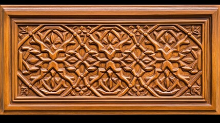 Intricate Wooden Carving: A Masterpiece of  Geometric Floral Design